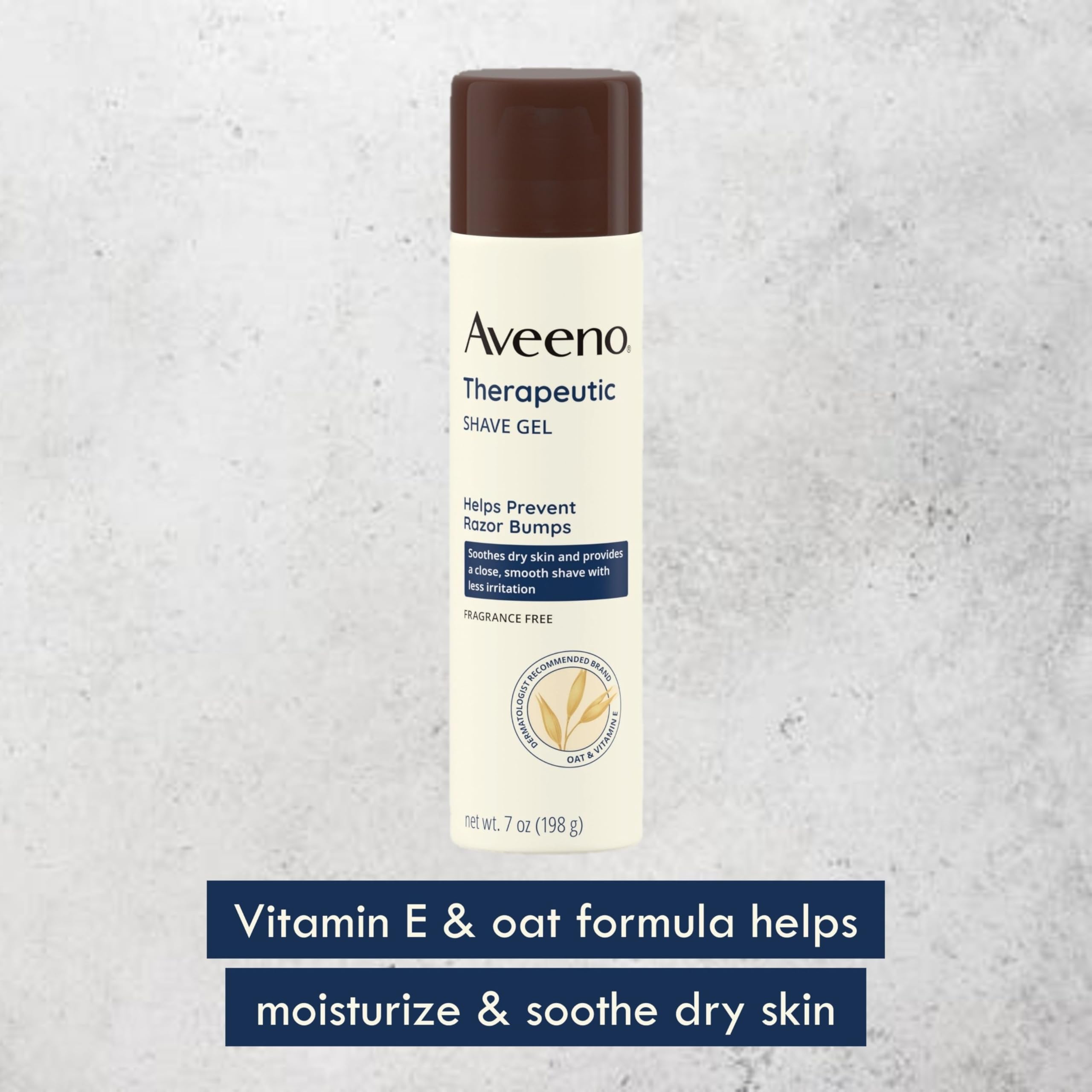 Aveeno Therapeutic Shave Gel with Oat and Vitamin E to Help Prevent Razor Bumps, Soothes Dry Skin and Provides a Close, Smooth Shave with Less Irritation, Fragrance-Free, 7 oz